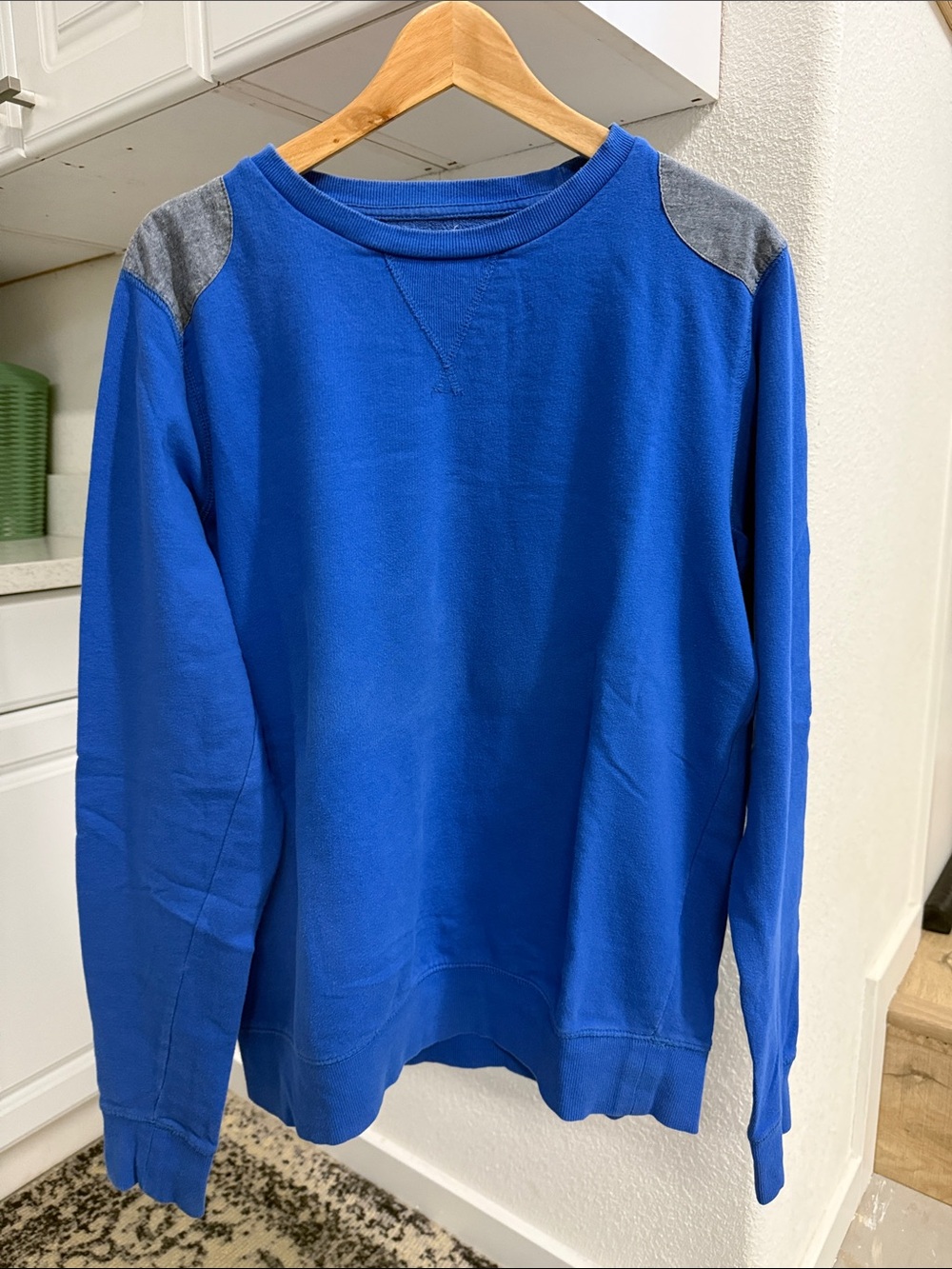 Brave Soul Royal Blue Crewneck Sweatshirt with Gray Shoulder Accents